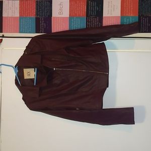 Dark Burgundy Brown Faux Leather Jacket